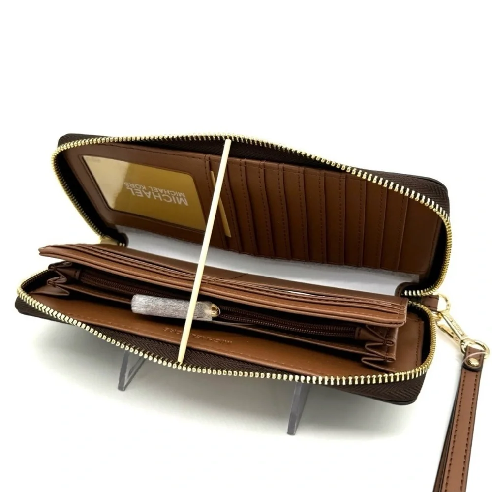 Michael Kors Large Continental Wallet Wristlet Brown Multi
